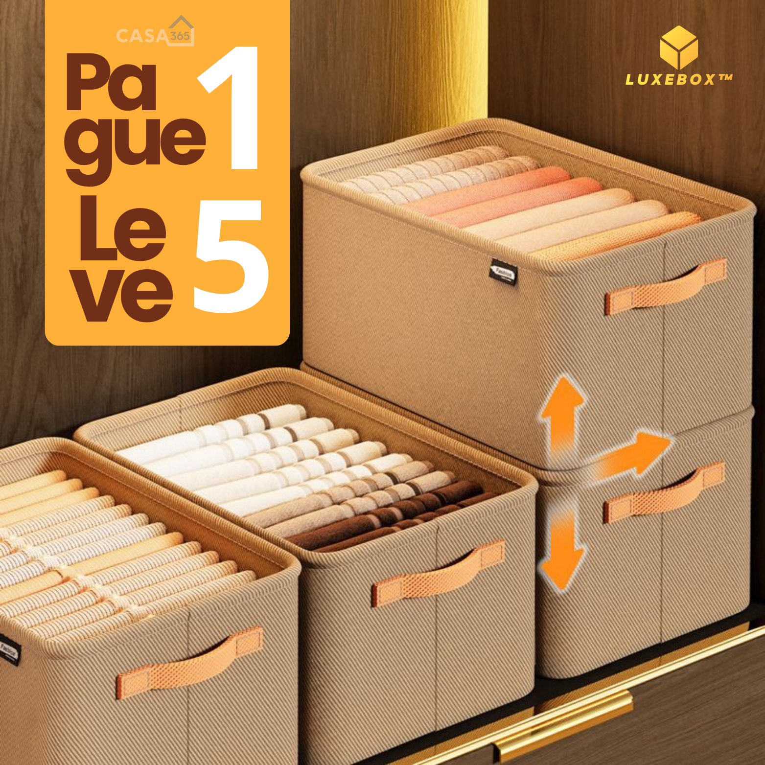 [Compre 1 Leve 5] Luxe Box® - Organizador de Roupas Dobrável